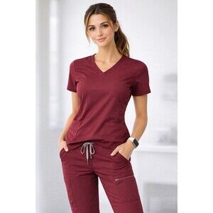 FIGS Burgundy Scrub Set Woman’s Small Top And S/T Jogger Bottoms Medical Uniform